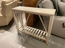 WHITE DISTRESSED OPEN SOFA TABLE