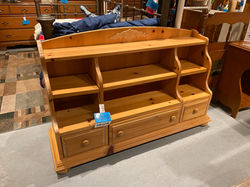 LIGHT PINE FINISH LOW SHELF WITH DRAWERS