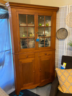 ANTIQUE SOFTWOOD CORNER CUPBOARD