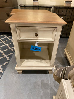 CREAM & OAK FINISH 1 DRAWER NIGHTSTAND