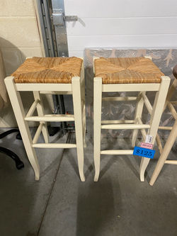 SET OF 2 RUSH POTTERY BARN SEAT STOOLS