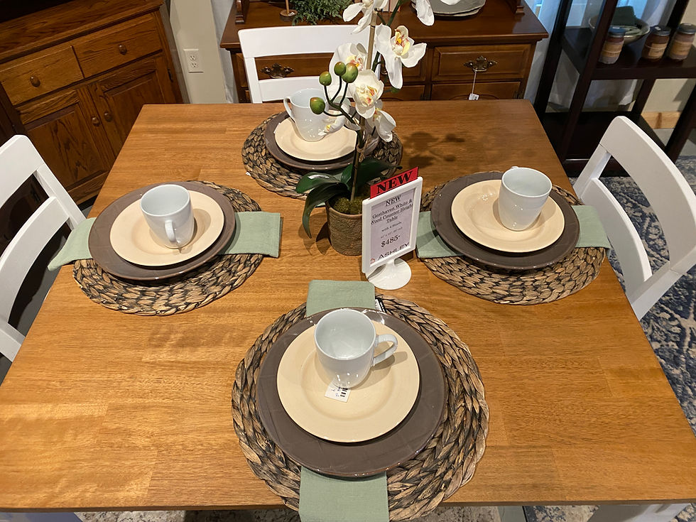Thumbnail: GESTHAVEN WHITE & WOOD COUNTER HEIGHT TABLE & 4 STOOLS