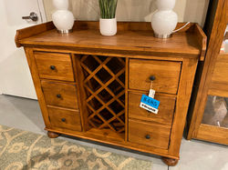 OAK FINISH BUFFET WITH WINE RACK
