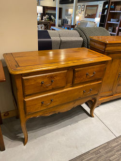 FRENCH STYLE DISTRESSED WALNUT 3 DRAWER CONSOLE