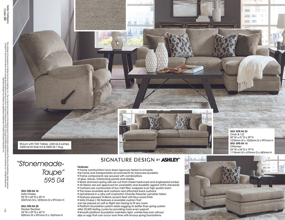 Thumbnail: STONEMEADE TAUPE SOFA WITH REVERSIBLE CHAISE & 4 PILLOWS