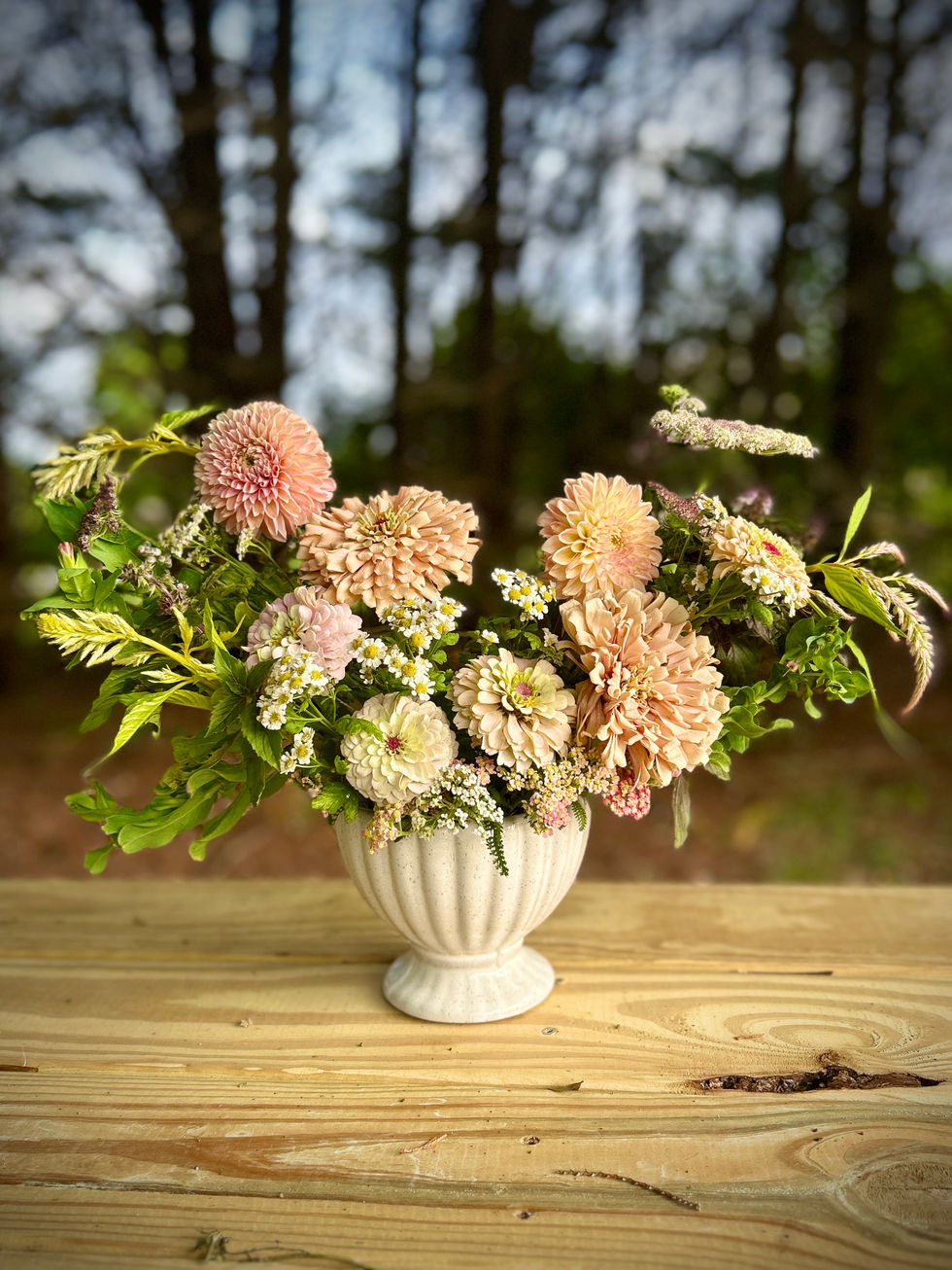 Summer Arrangement - Pastel Zinnias and Dahlias