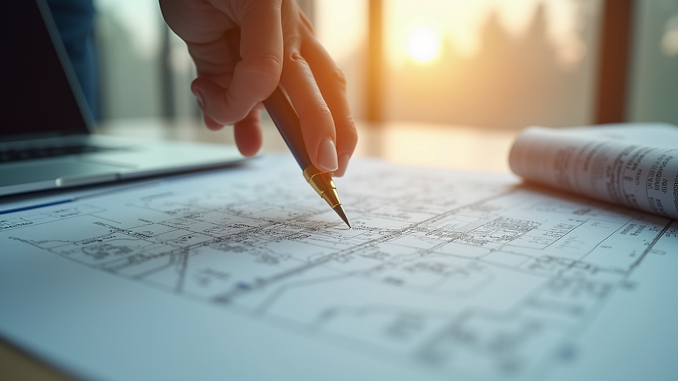 Eye-level view of a detailed land survey map