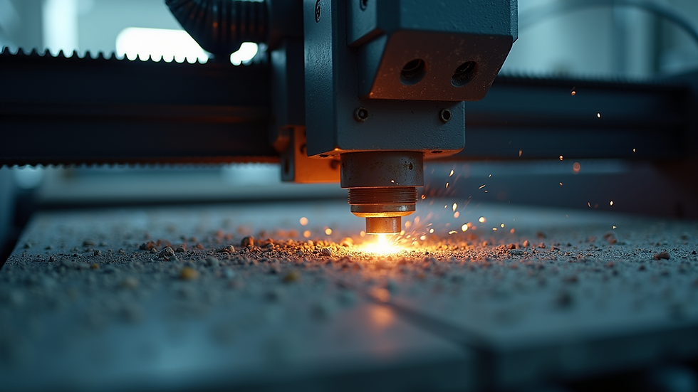 High-angle view of a laser cutting machine