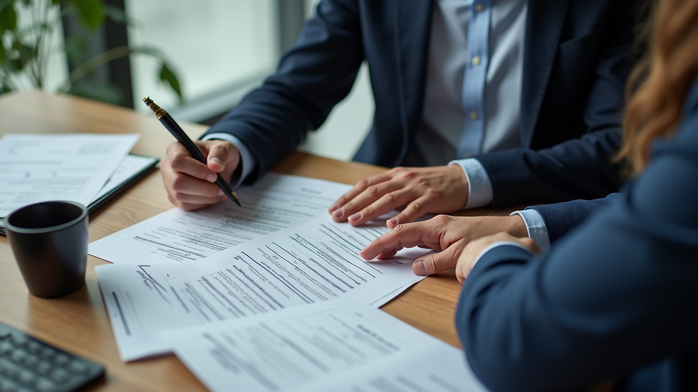 High angle view of an insurance agent discussing policy details with a client