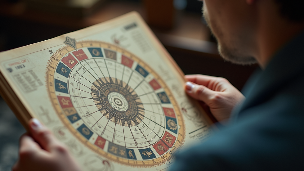 Close-up view of a person studying their astrological birth chart