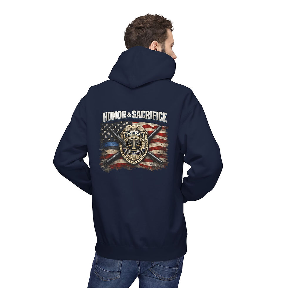 Thumbnail: Police Honor & Sacrifice Hoodie — American Flag Badge Tribute