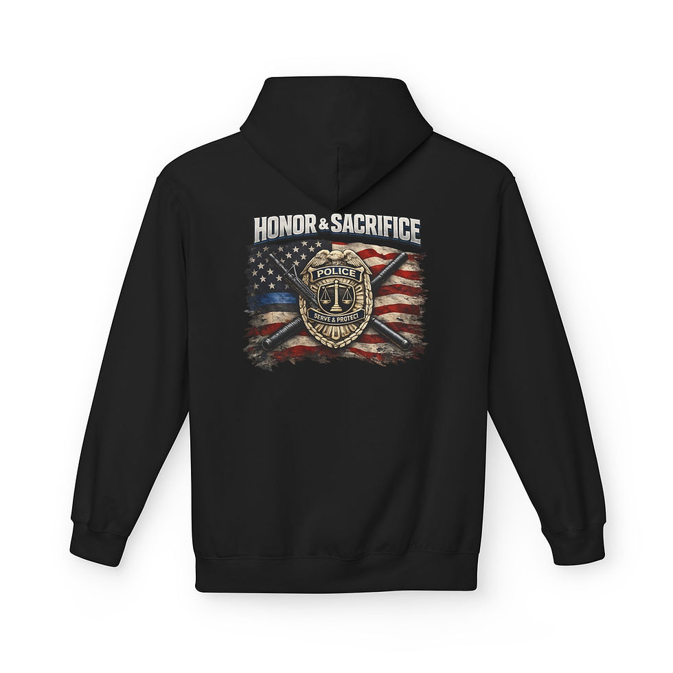 Thumbnail: Police Honor & Sacrifice Hoodie — American Flag Badge Tribute