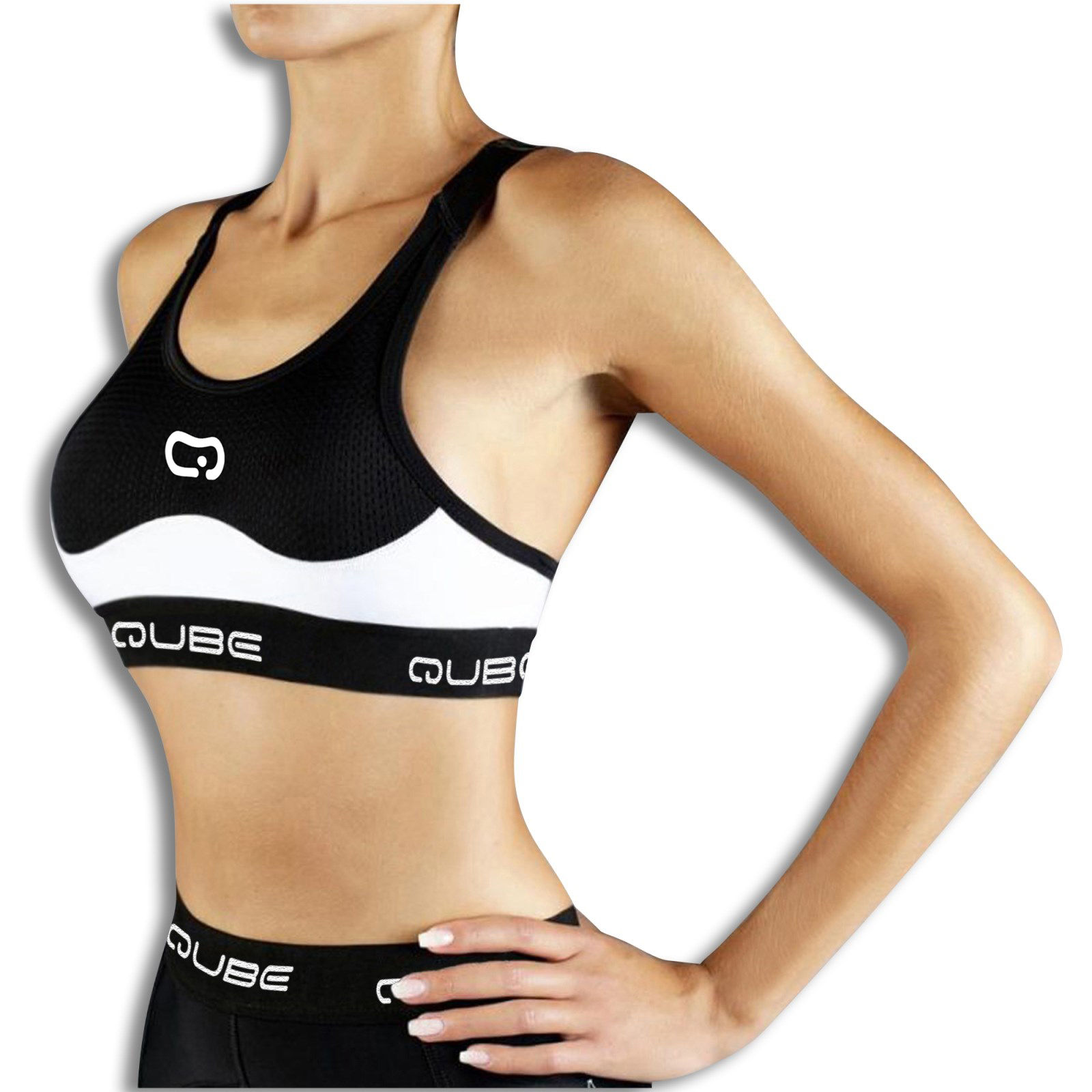 Women's Black with White Sports Bra