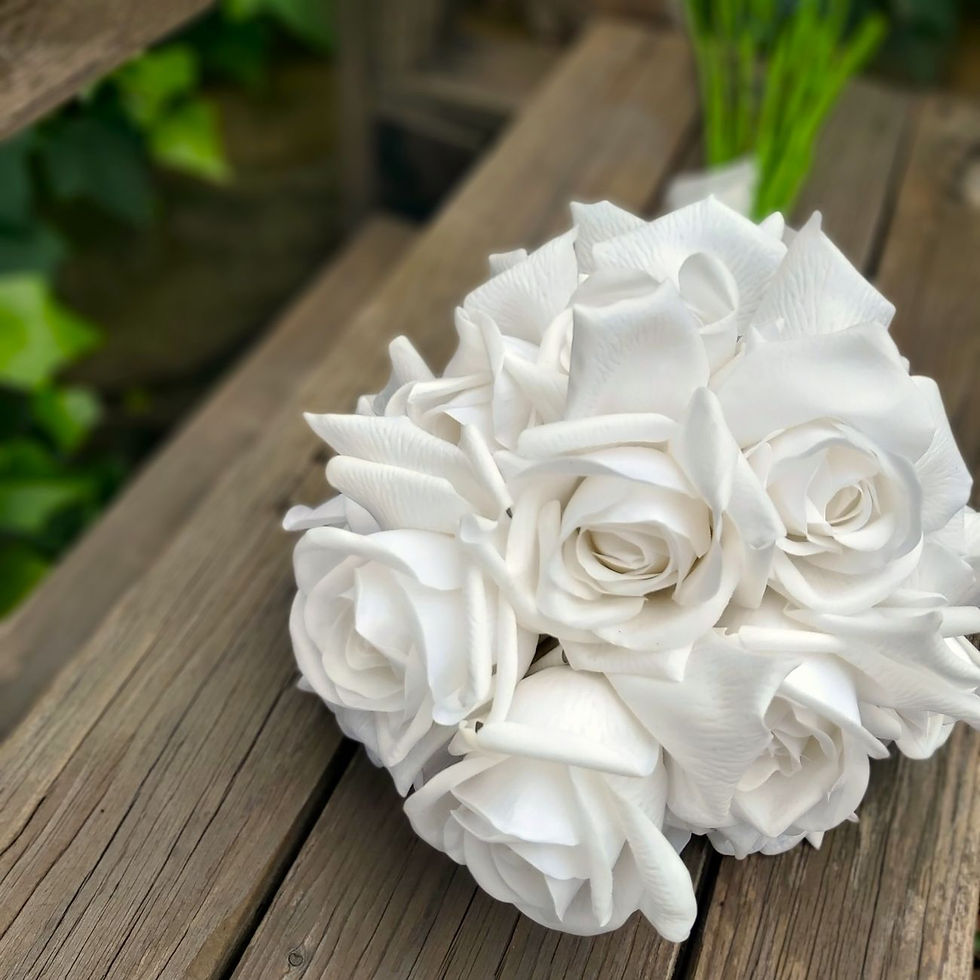 Classic Rose white bridal bouquet with realistic artificial white roses