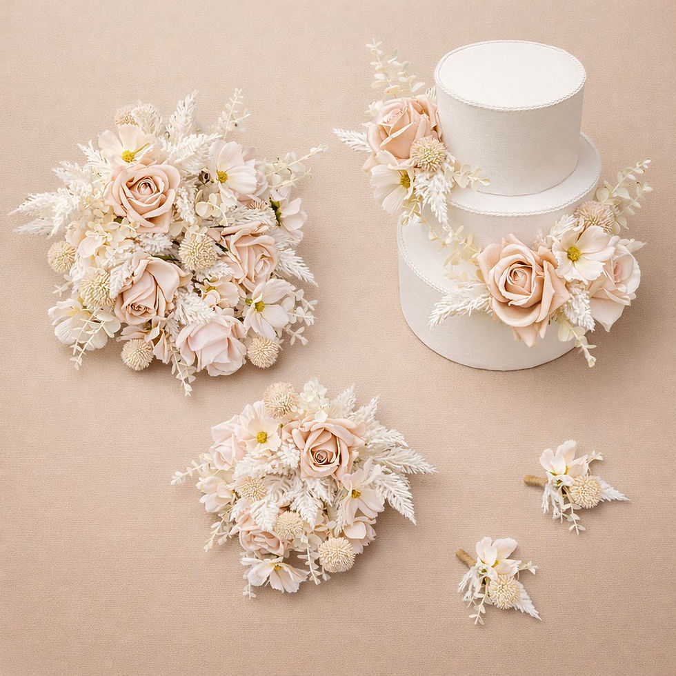 Boho Bliss essentials artificial wedding flower package with blush tones Australia