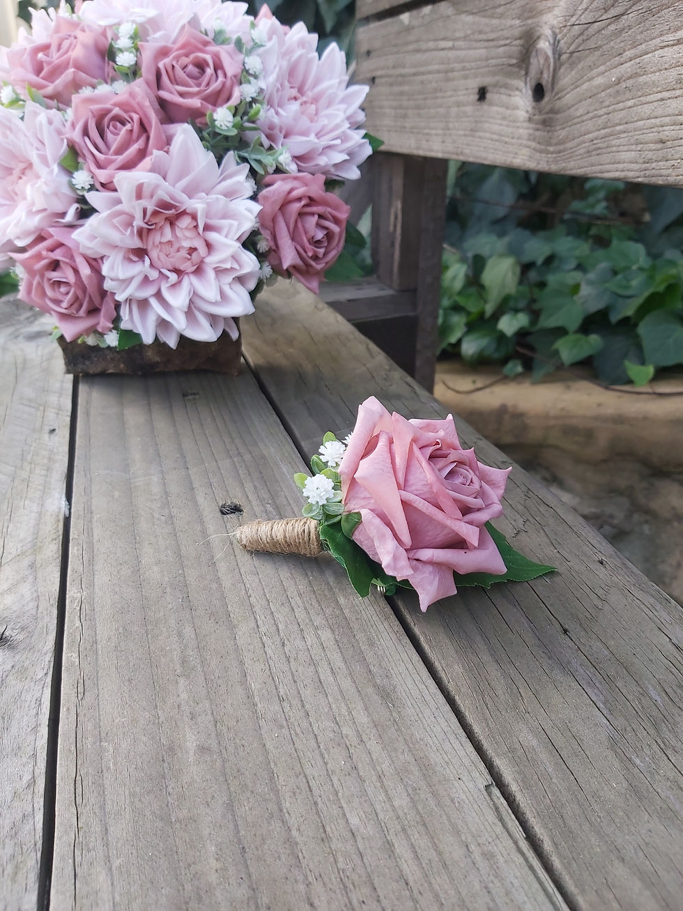 Thumbnail: Buttonhole - Dusty Pink Dahlia Collection