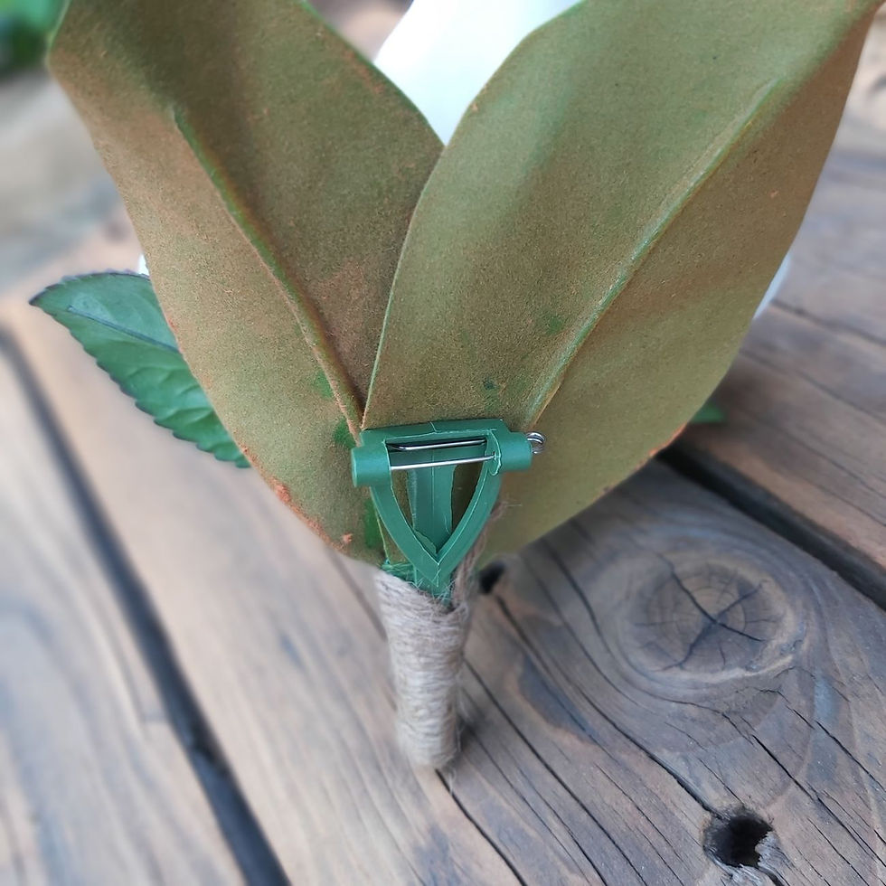 Thumbnail: Sweet Magnolia faux corsage with magnolia bloom – artificial wedding corsage Australia