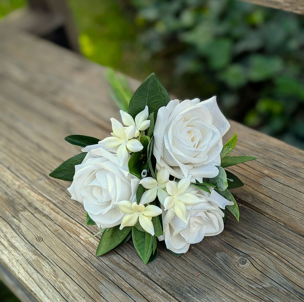 Faux flower girl bouquet with white roses