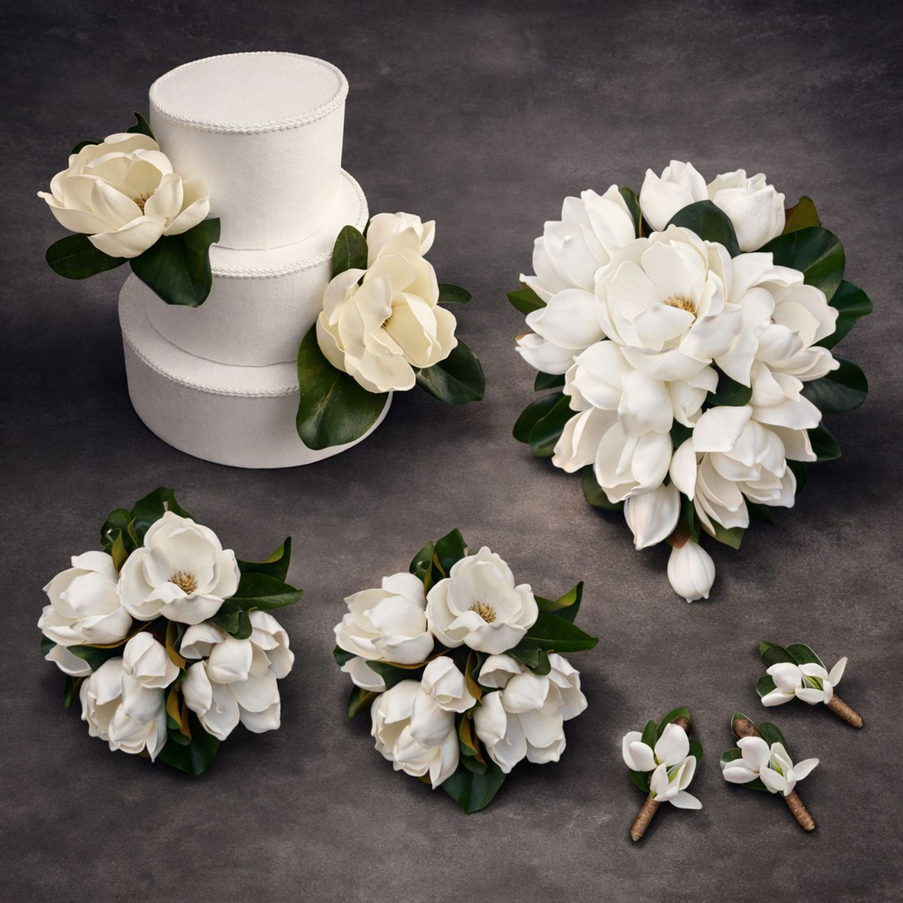 Sweet Magnolia classic artificial wedding flower package with teardrop magnolia bouquet Australia