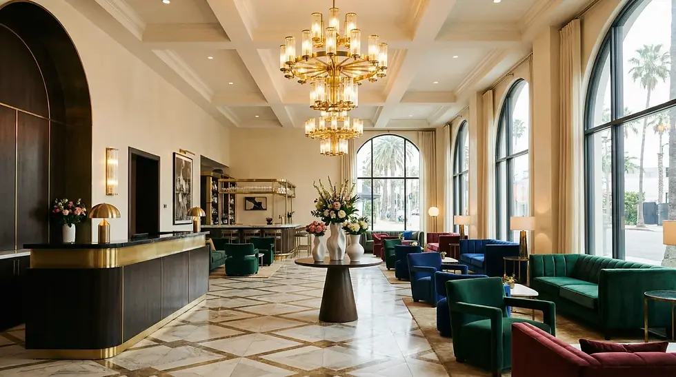 Image showing investors a depiction of the Grand Lobby in the future Hotel Whitley.