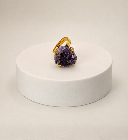 Amethyst Crystal Cluster Adjustable Ring