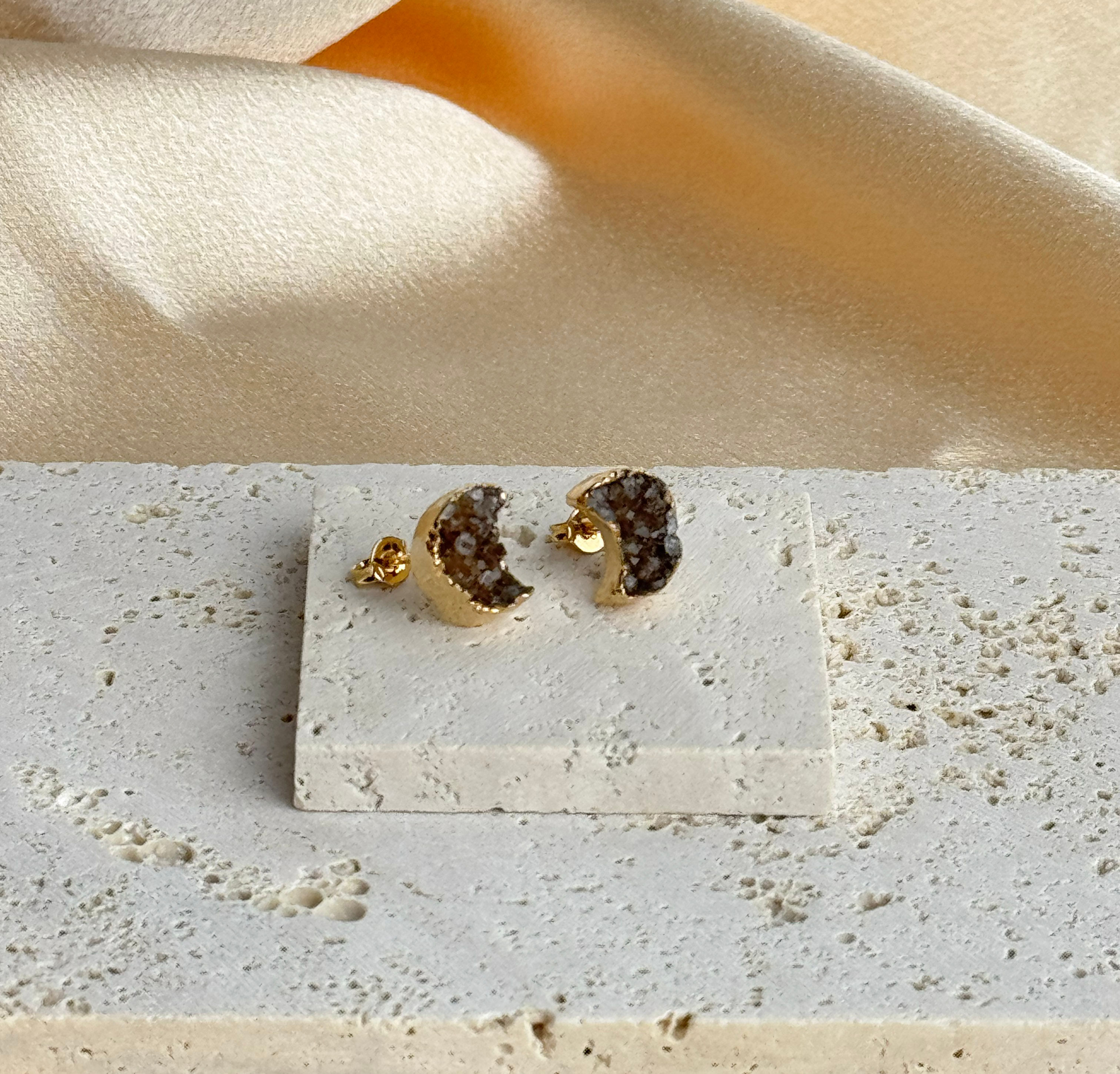 Midnight Moon Druzy Studs