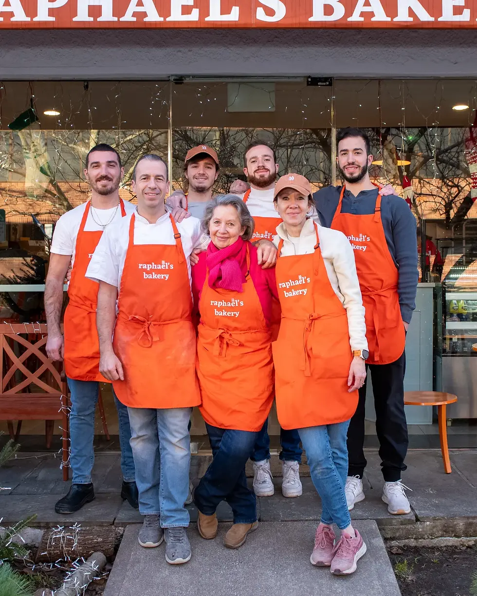 The Dequeker family right outside of the Raphaëls Bakery Greenwich location