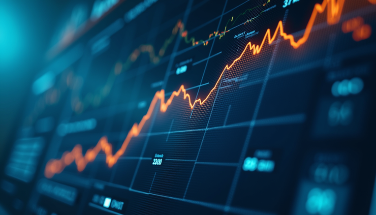 Eye-level view of a digital dashboard displaying risk metrics and AI analytics