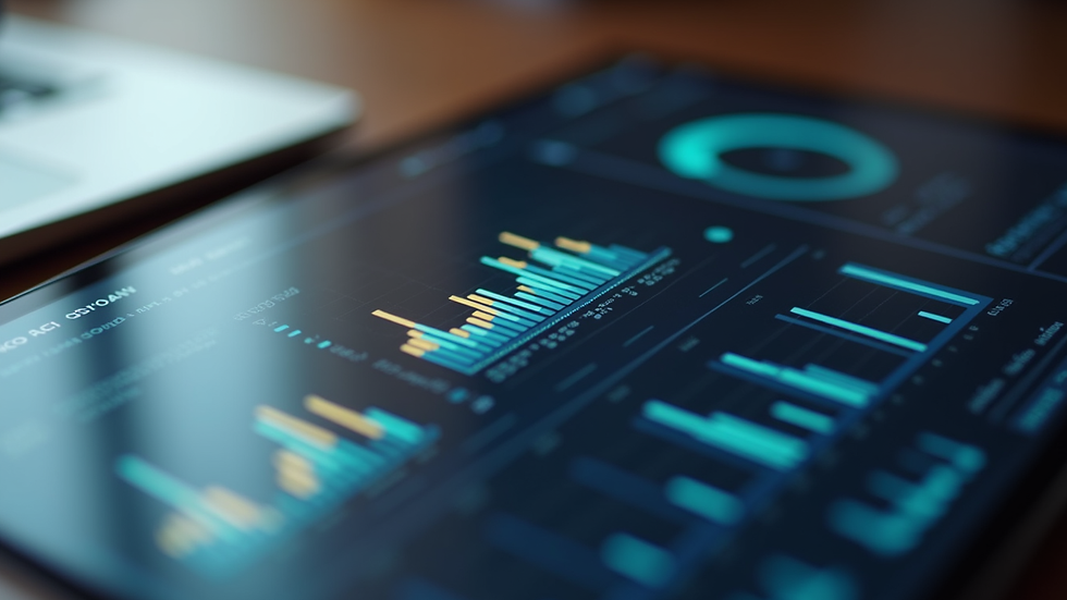 Close-up view of a digital tablet displaying risk management analytics