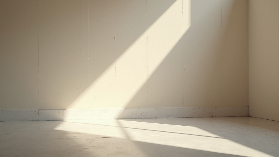 Eye-level view of abstract architectural lines and shadows creating visual depth