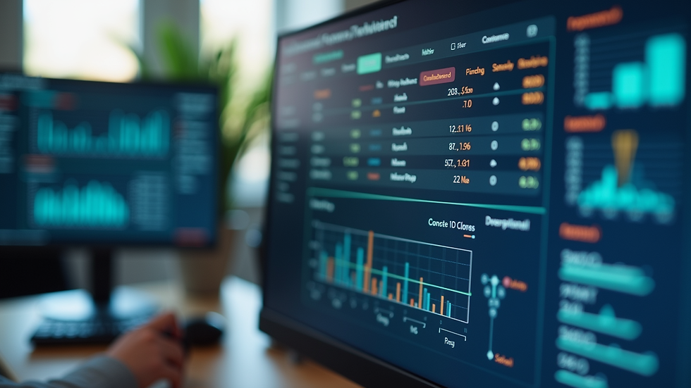 Close-up view of a computer screen displaying compliance software dashboard