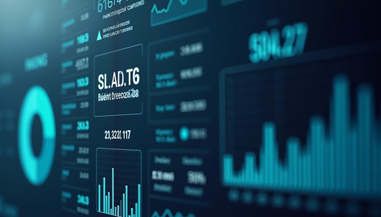 Eye-level view of a digital dashboard showing compliance metrics and cost analysis