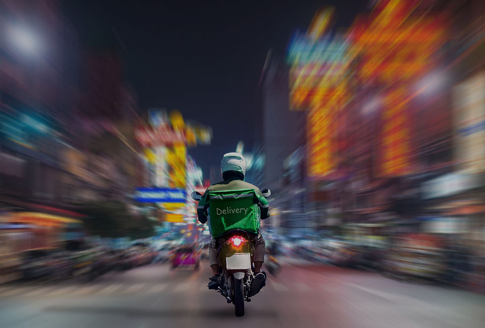 Food delivery drivers are driving to deliver products to customers who order online_edited