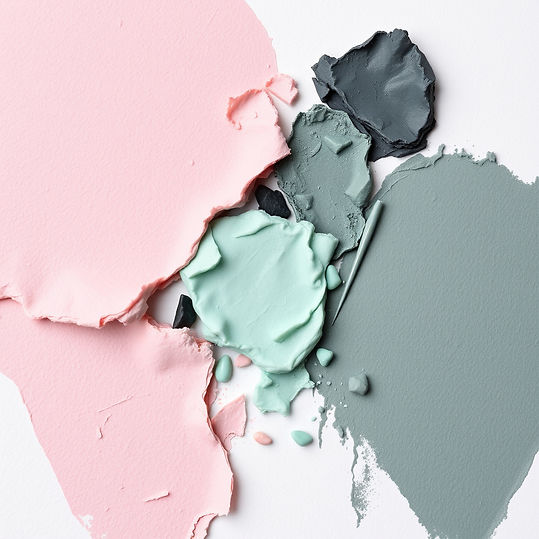 Colors of pink, mint and charcoal in artist simple shades with only colors and not objects