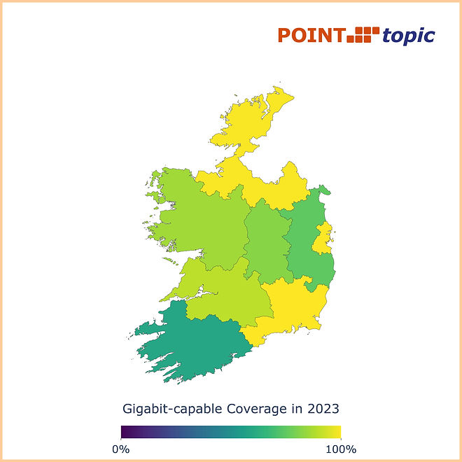 Map of regional high-speed broadband coverage in Ireland