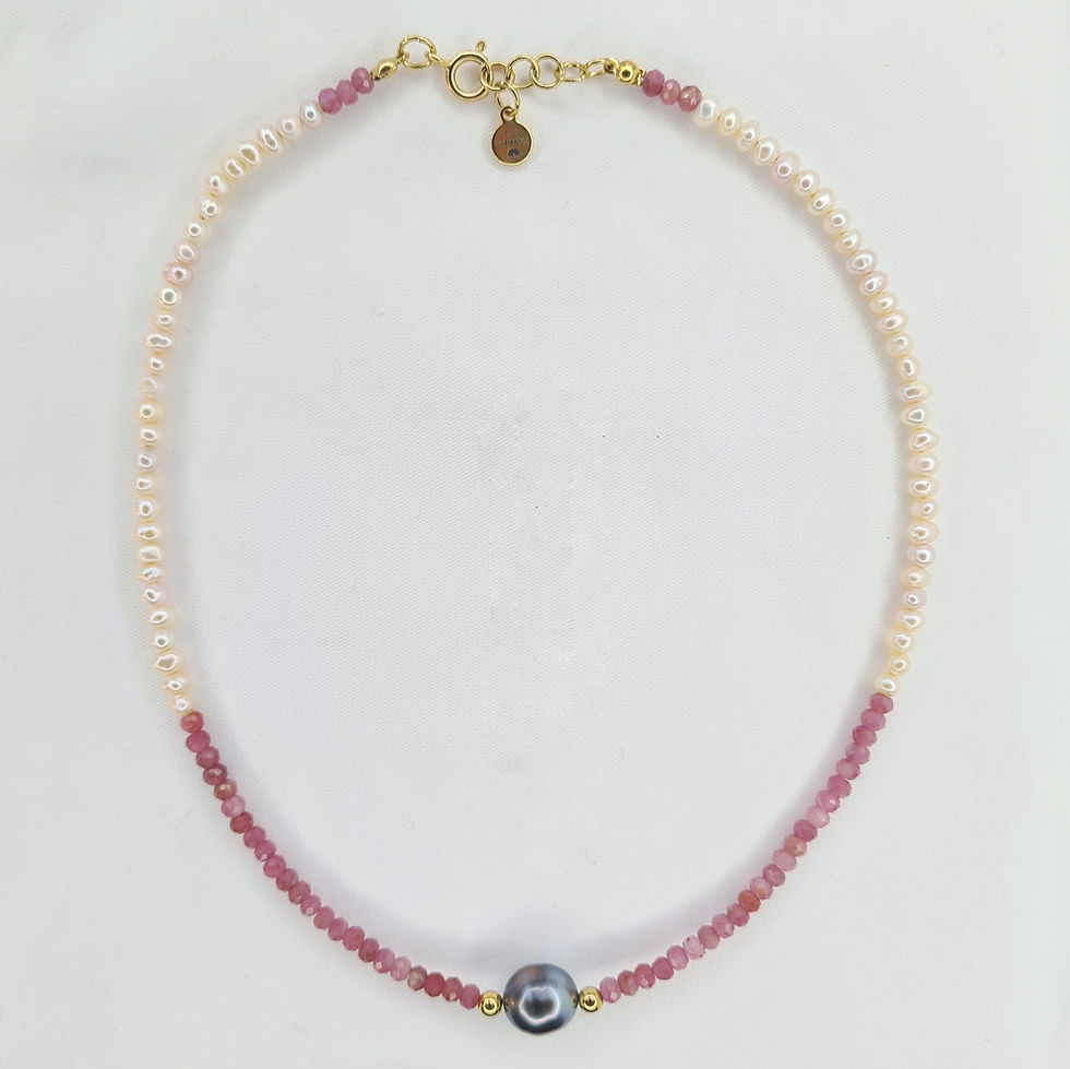 Miniature : Collier "L'exquis Tikehau" - Perle de Tahiti, Tourmaline & perles d'eau douce