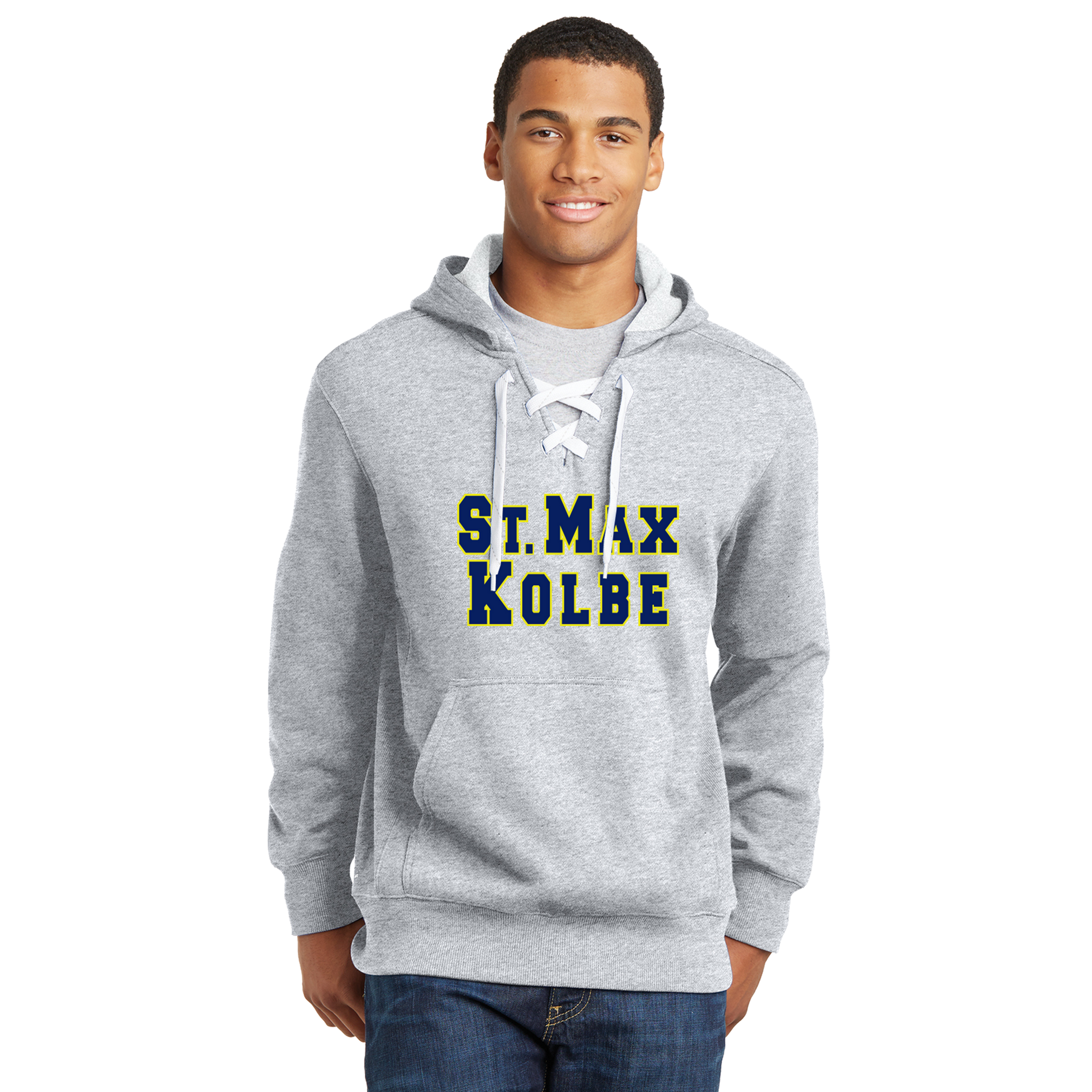 SM ST271 Applique Sport-Tek® Lace Up Pullover Hooded Sweatshirt