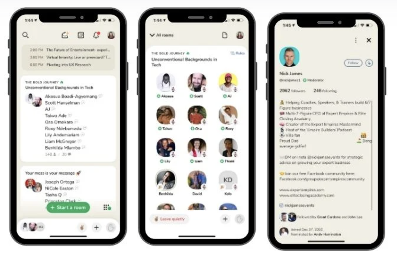 Clubhouse app in action 
