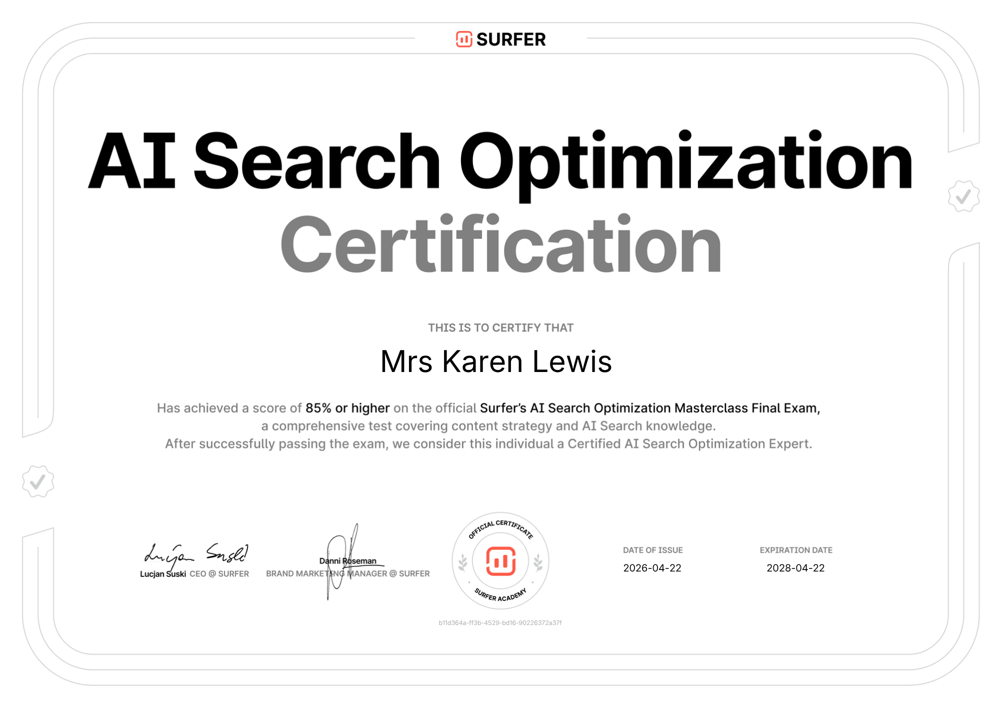 AI Search Optimisation Certifed