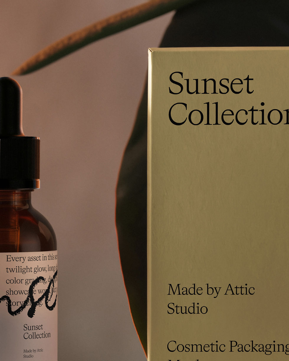 Thumbnail: Amber glass dropper bottle standing next to a white packaging box on a stone pedestal with a pink leaf overhead.