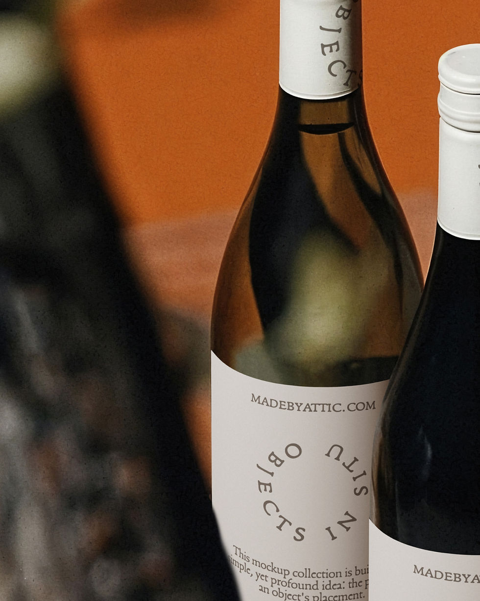 Thumbnail: A high fidelity wine duo mockup featuring two bottles on a warm terracotta surface with natural tree shadows and sunlight.
