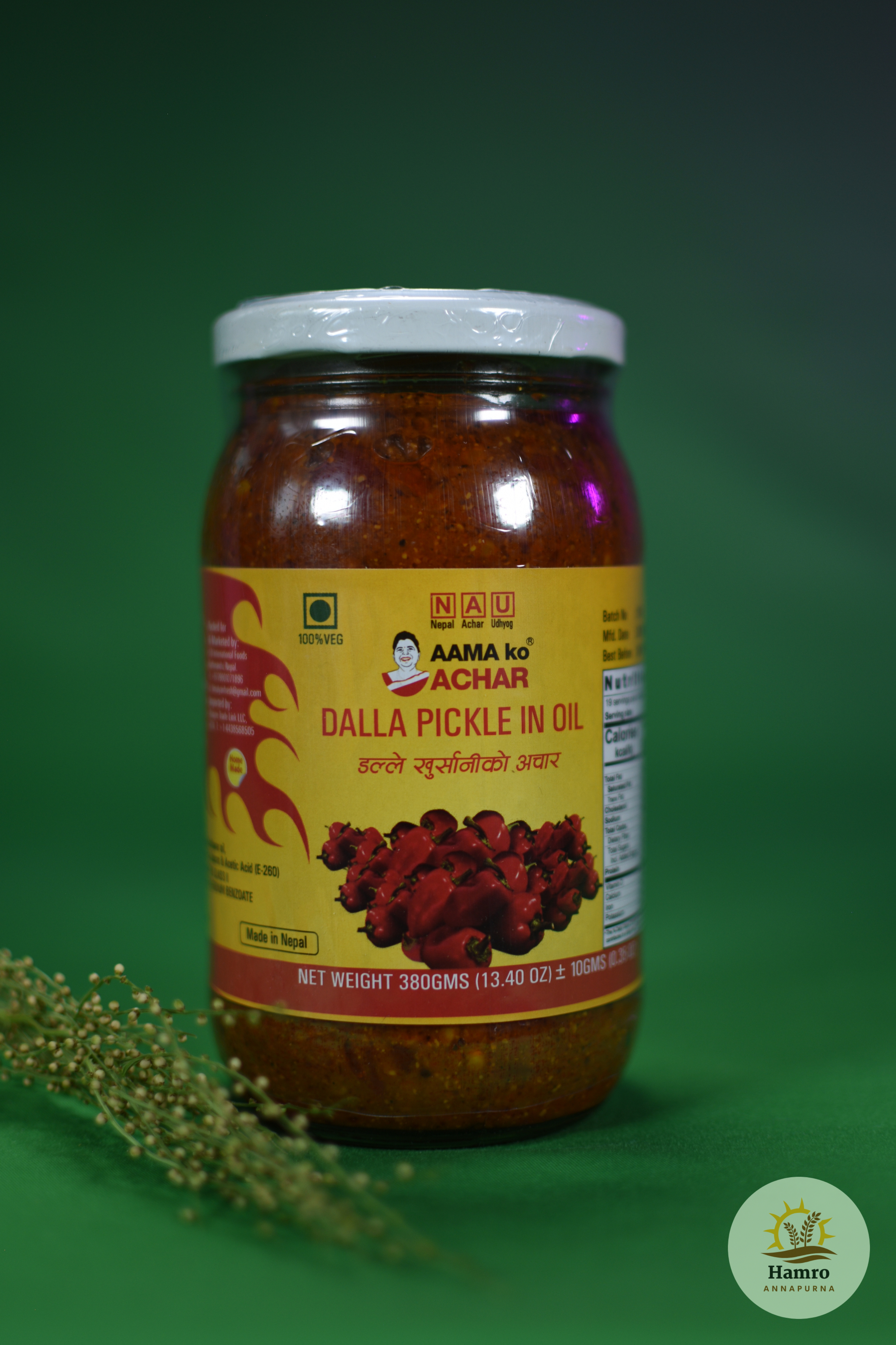 Dalle Khursani Pickle in Oil (Glass Jar) | तेलमा डल्ले खुर्सानी अचार (काँच)