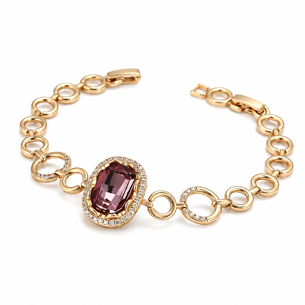 Purple crystal bracelet with 18ct gold plated finish