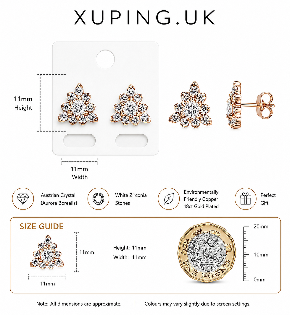 Thumbnail: 18ct gold-plated floral cubic zirconia stud earrings size guide