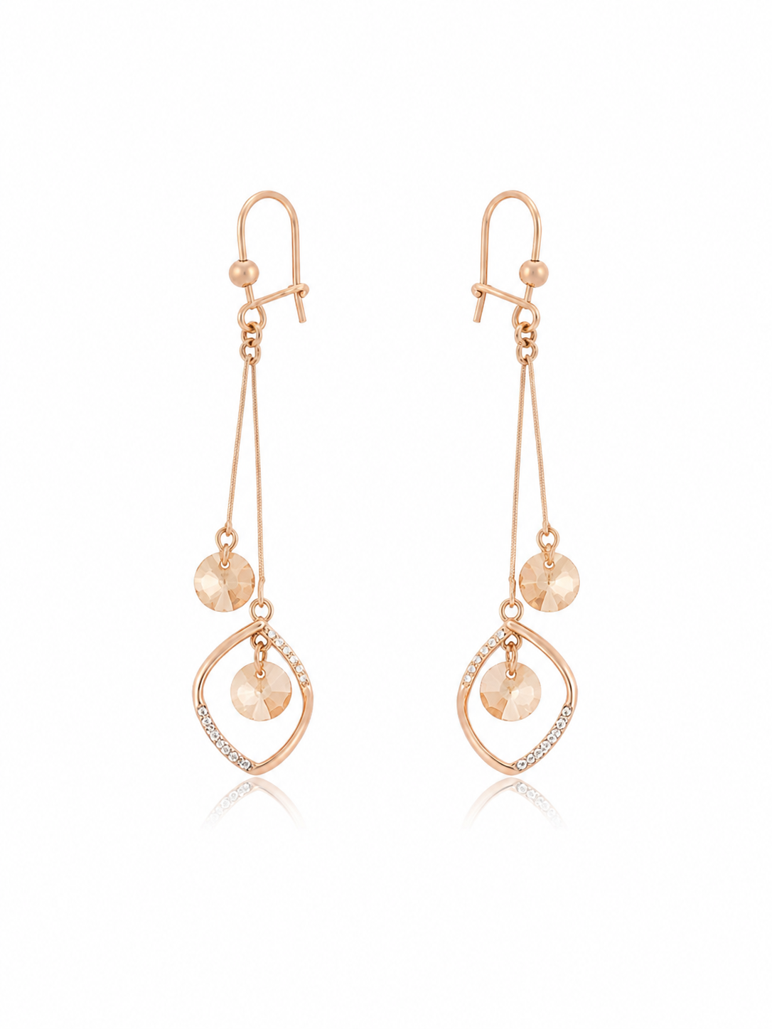 Champagne crystal earrings by XuPing with 18ct gold colour plated environmental copper – XUPING.UK