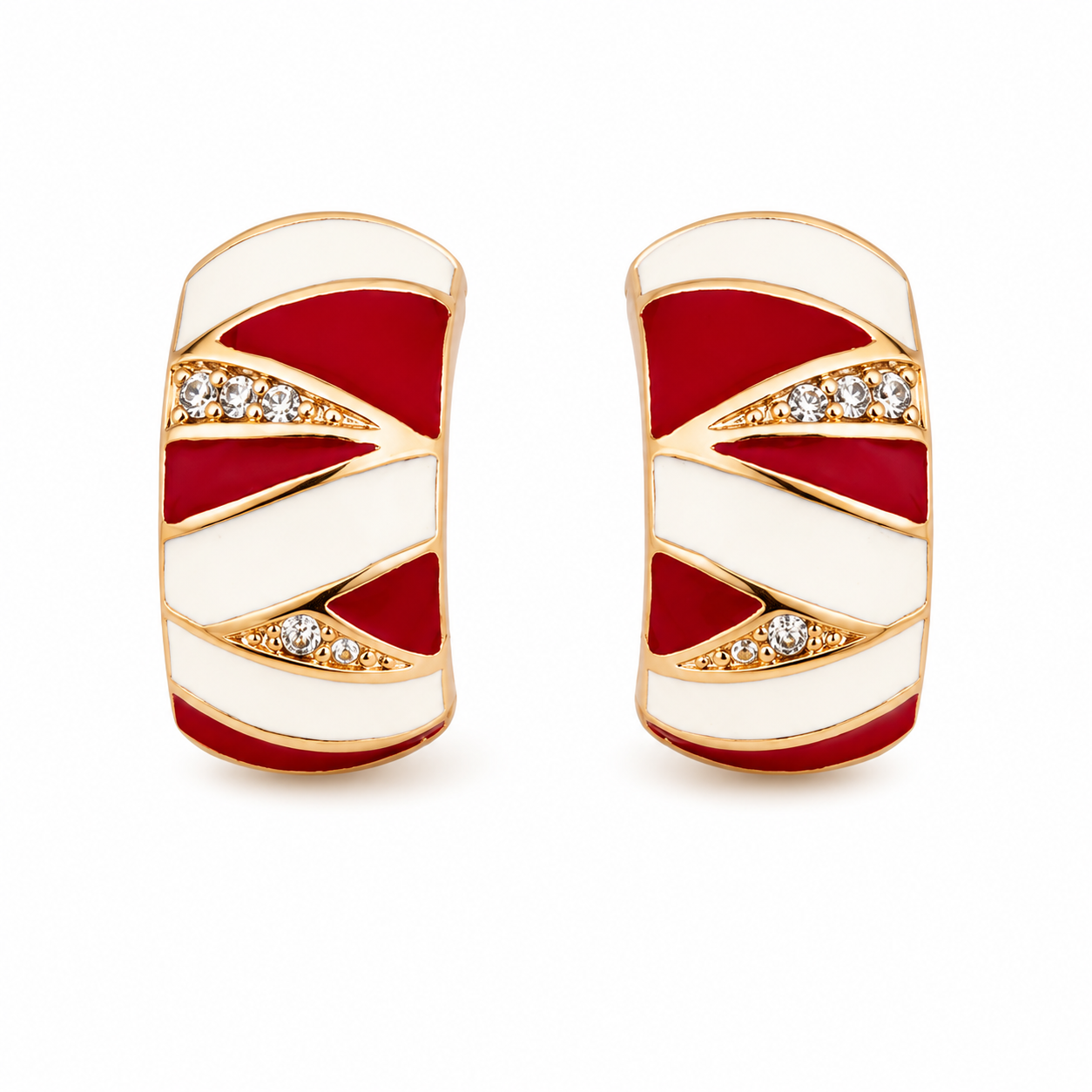 18ct gold plated red stud earrings 15mm