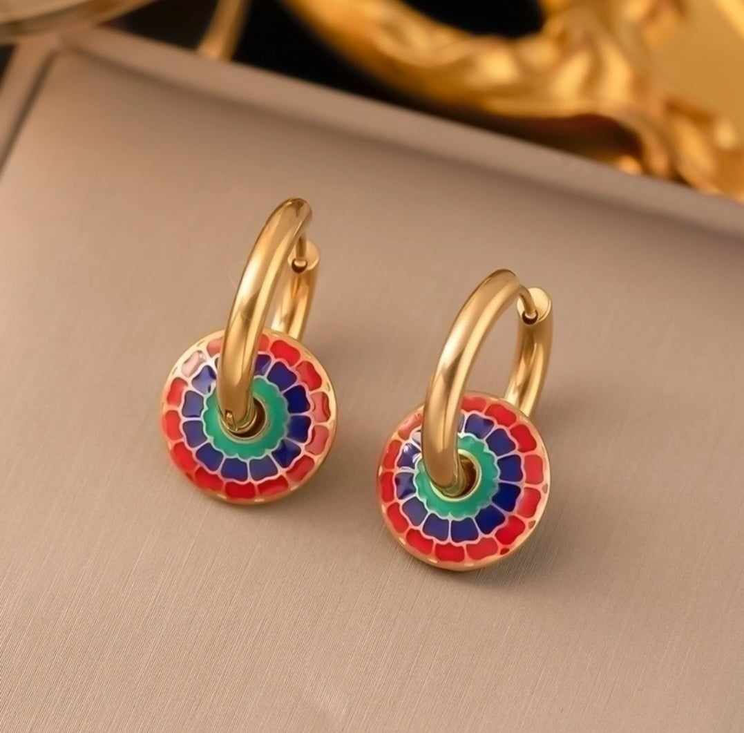 Set colorful discs gold-plated 