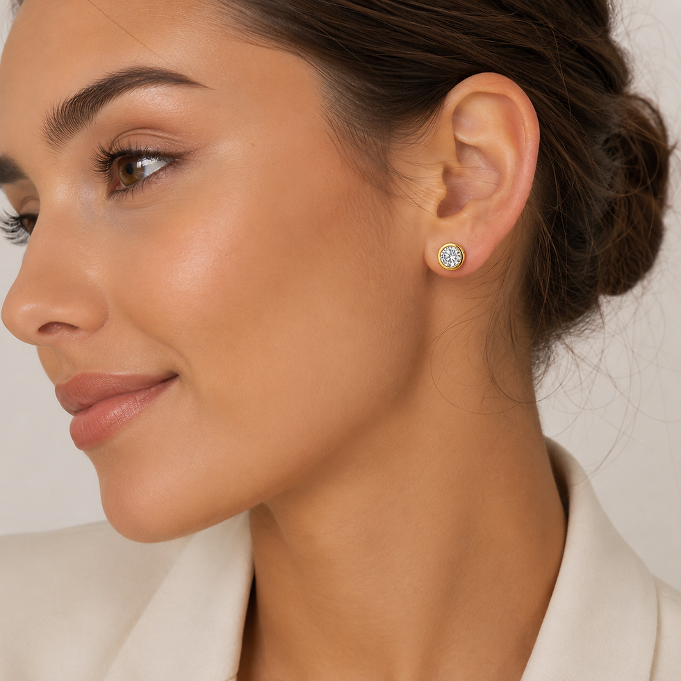 White cubic zirconia stud earrings with 18ct gold-plated finish | XUPING.UK