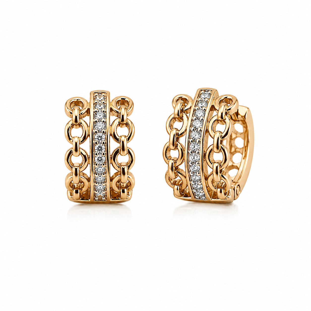18ct gold-plated cubic zirconia hoop earrings 16mm