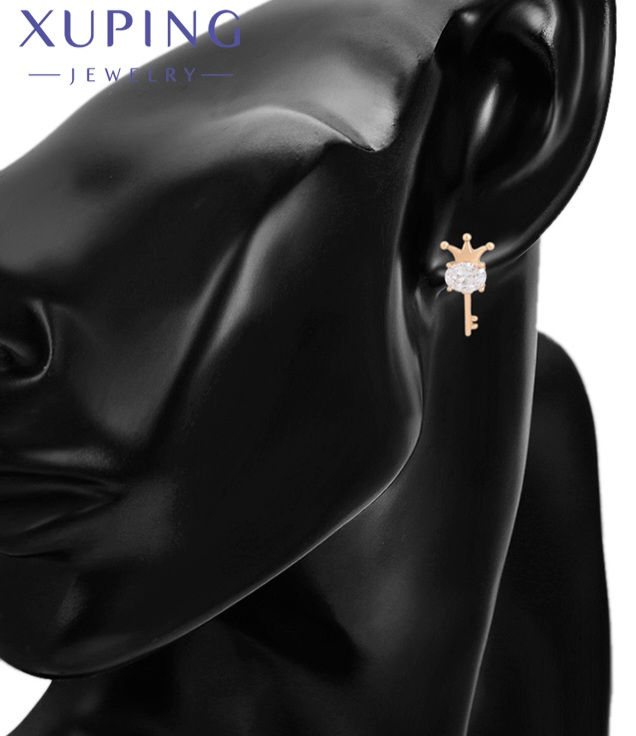 Thumbnail: White gold-plated earrings 17mm